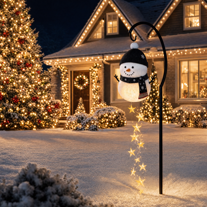 Hanging Star Lights Snowman